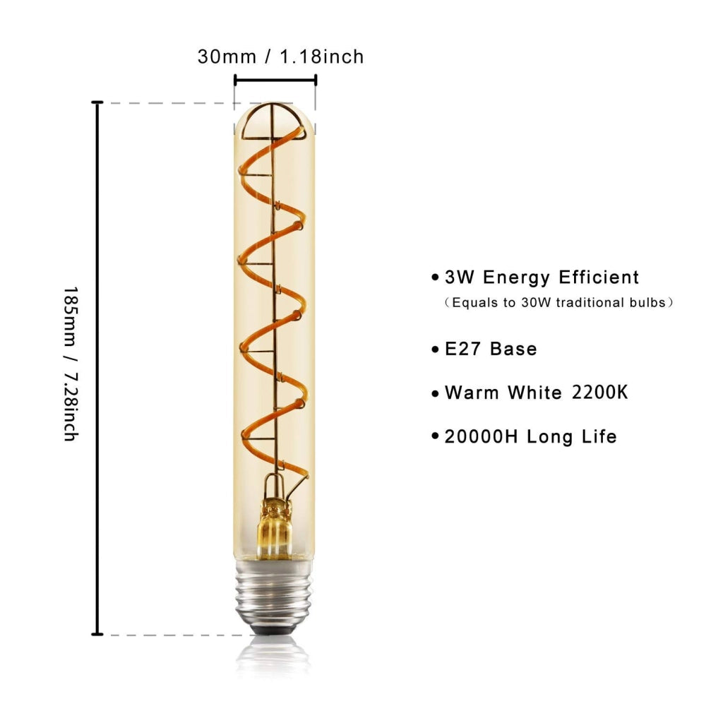 ZMH Lampadina LED Edison tubolare vintage E27 4W bianco caldo