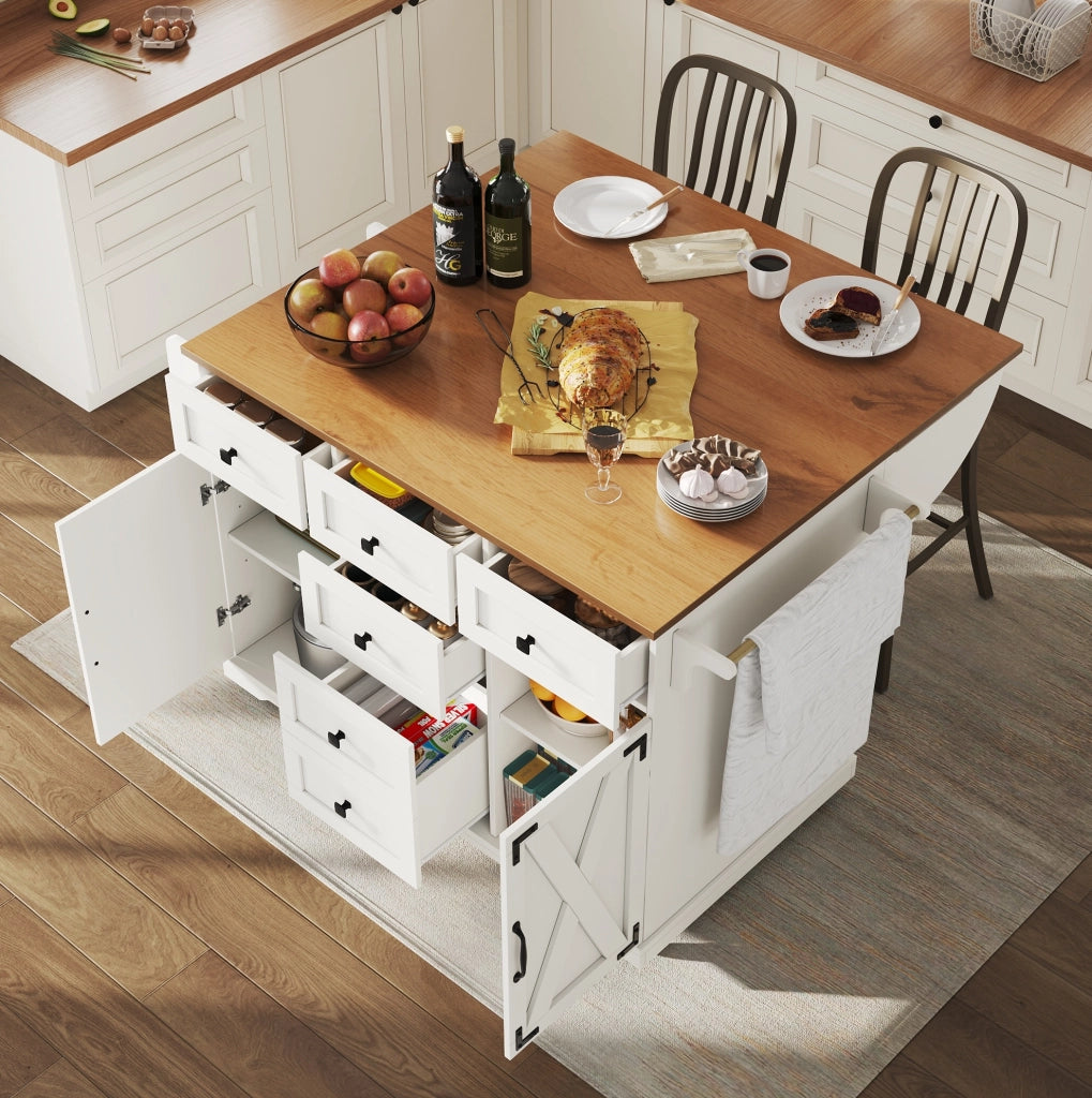 Isola da cucina multifunzione 147x44x93 cm in MDF bianco