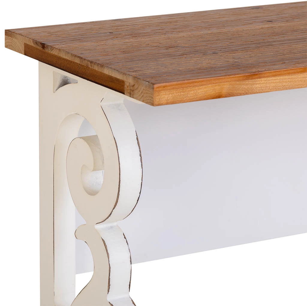 Console in legno laccato bianco invecchiato 106x36x79h cm