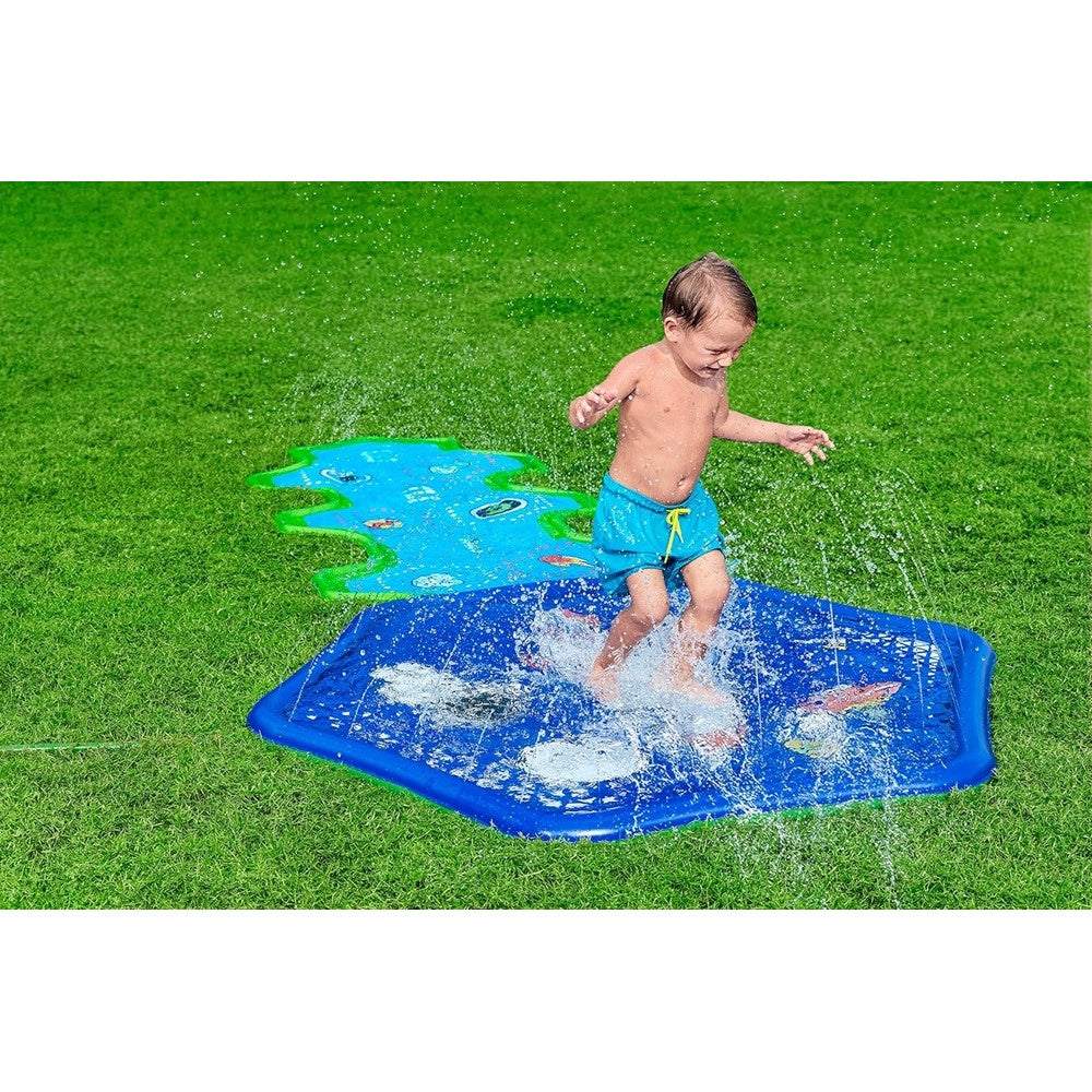 Trade Shop - Tappetino Gonfiabile Con Fontana Spruzzi Base Spaziale 335x150cm Adventure 52571 -
