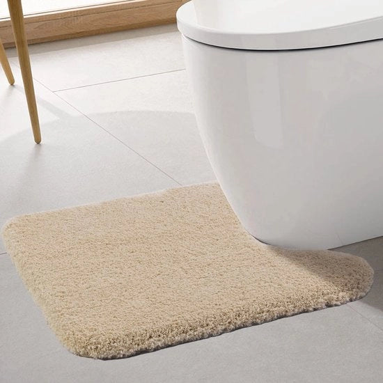 Pavimento per bagno con foro di scarico Tappetino per bagno estremamente spesso Tappetino per bagno antiscivolo Tappetino per bagno con alta assorbimento Tappetino per bagno super morbido Microfibra 50 x 60 cm, beige