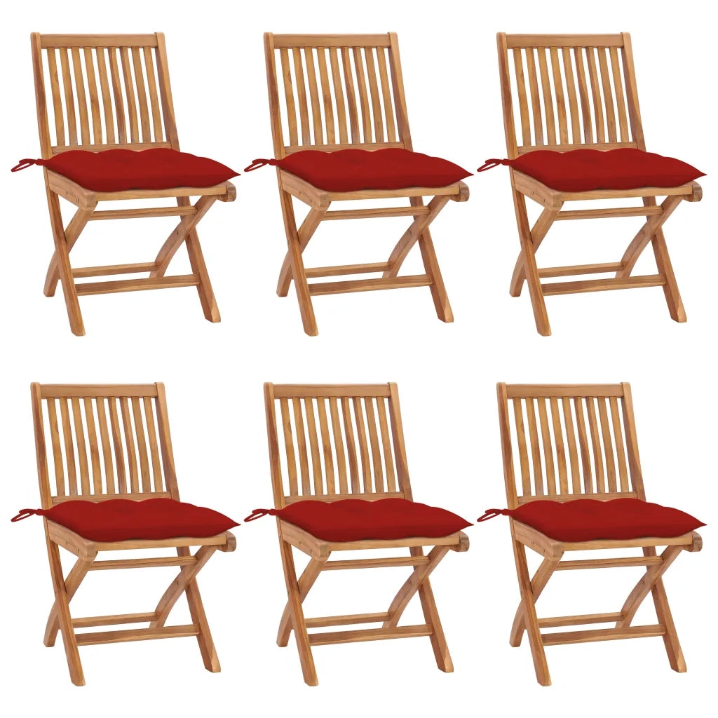 Sedie da Giardino Pieghevoli con Cuscini 6 pz Massello di Teak cod mxl 72206