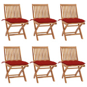 Sedie da Giardino Pieghevoli con Cuscini 6 pz Massello di Teak cod mxl 72206