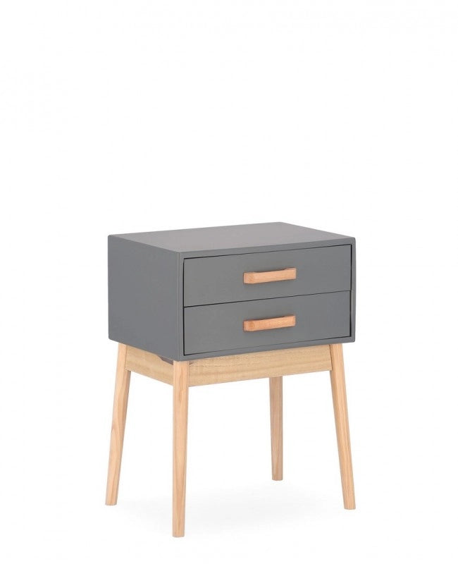 Cassettiera 2 Cassetti Legno Grigio Moderna da Interno - EXCEPTIONAL