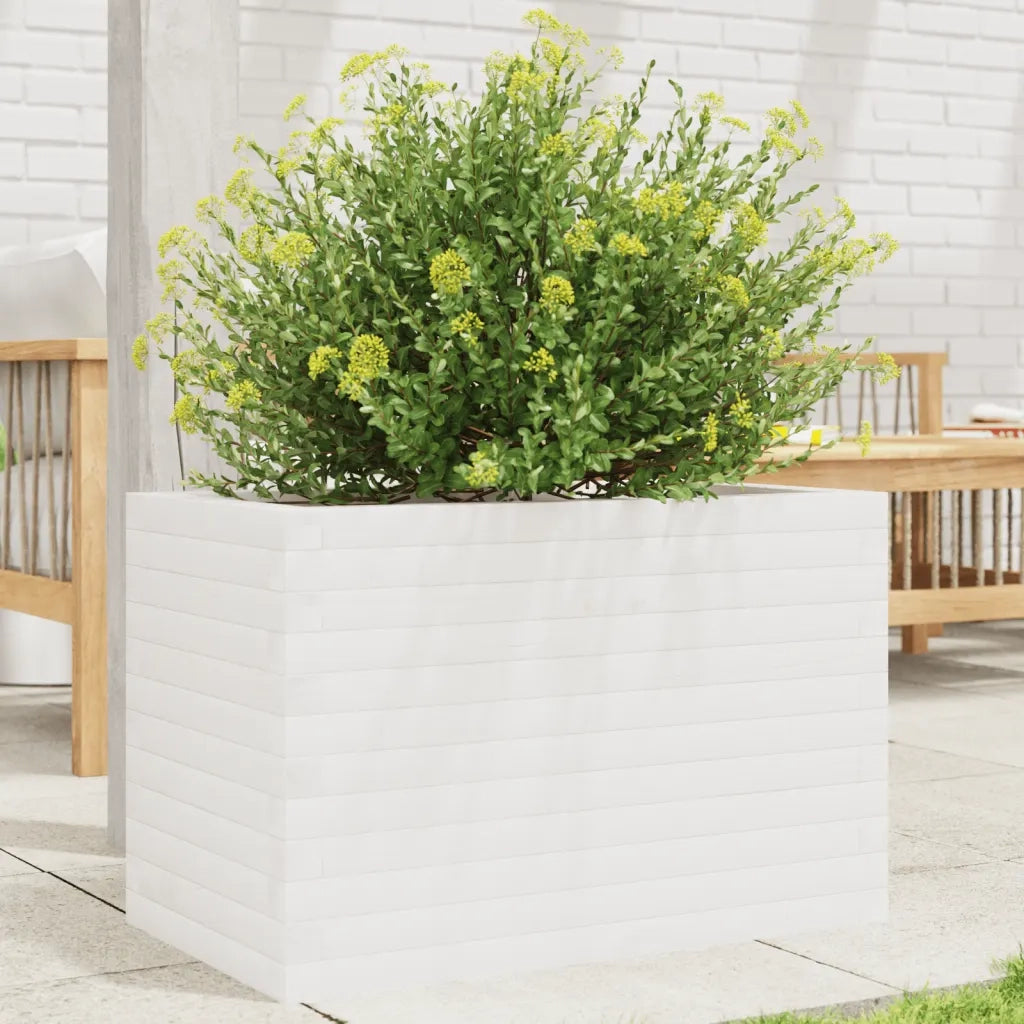 Fioriera da Giardino Bianca 70x40x45,5cm Legno Massello di Pino 847264