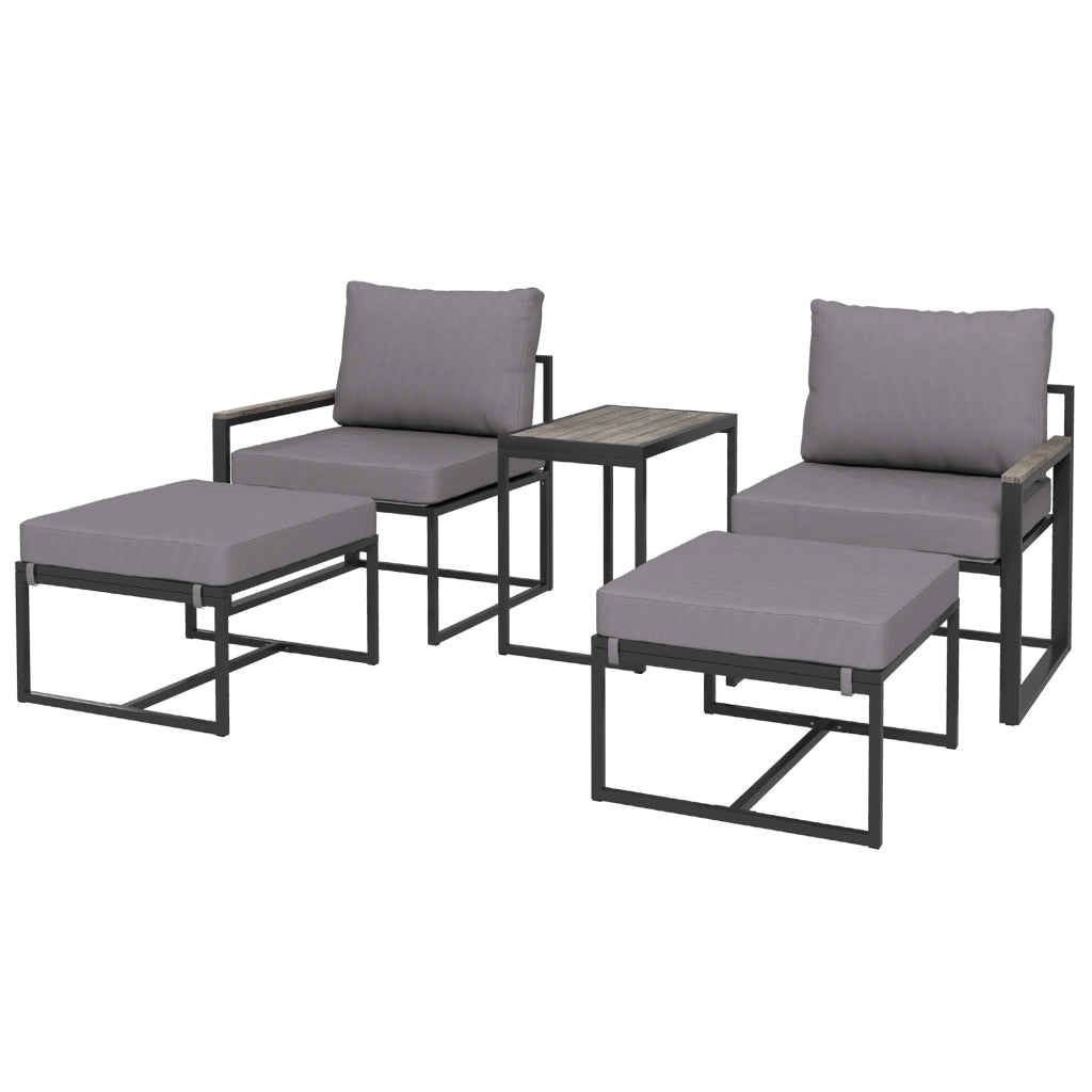 Set Divano da Giardino 2 Posti con Tavolino e Cuscini ¨C Zephmum ¨C Grigio Polyrattan