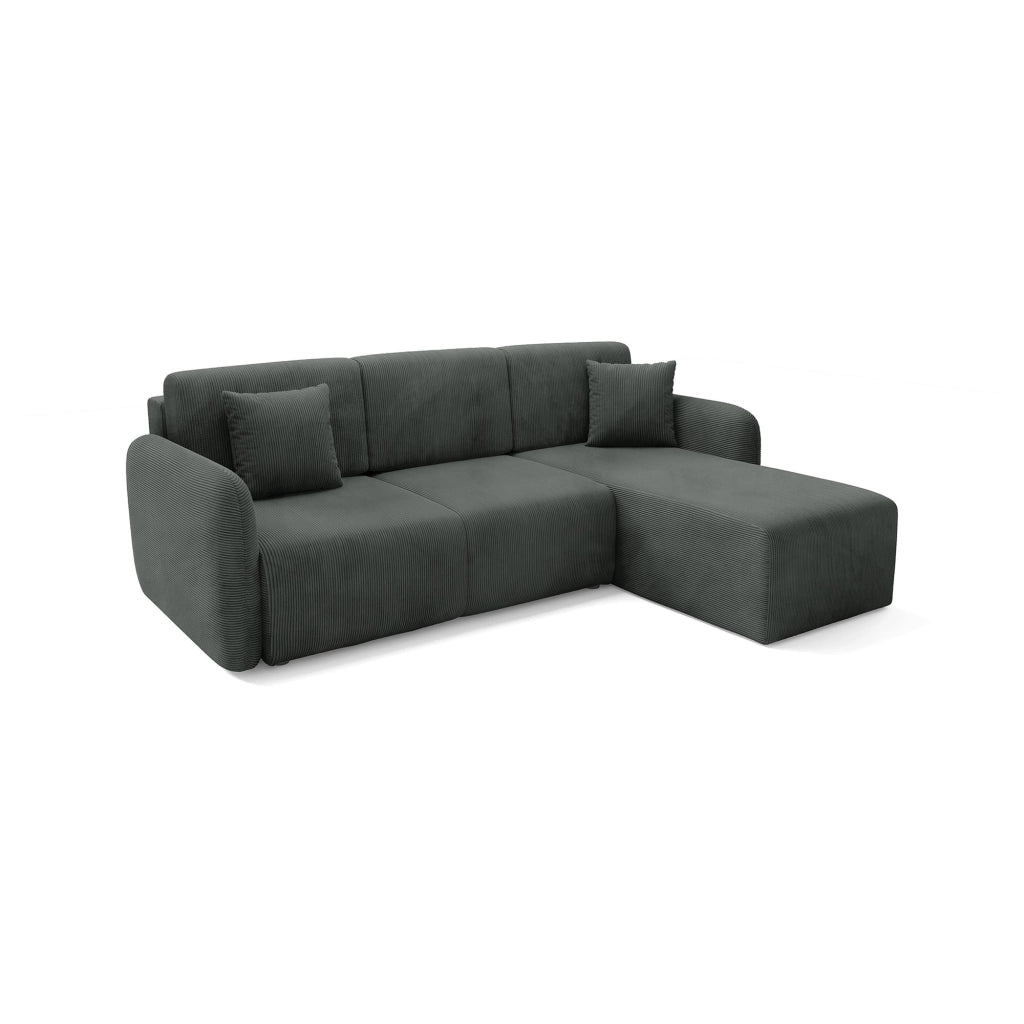 Ranco, Divano Letto con Penisola Contenitore, 245x185 cm Grigio Scuro