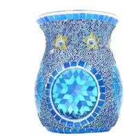 Supporto per candela in vetro mozaico di stile etnico - Tavolo centrale - Blu - Design unico - Ideale per matrimoni e decorazione domestica