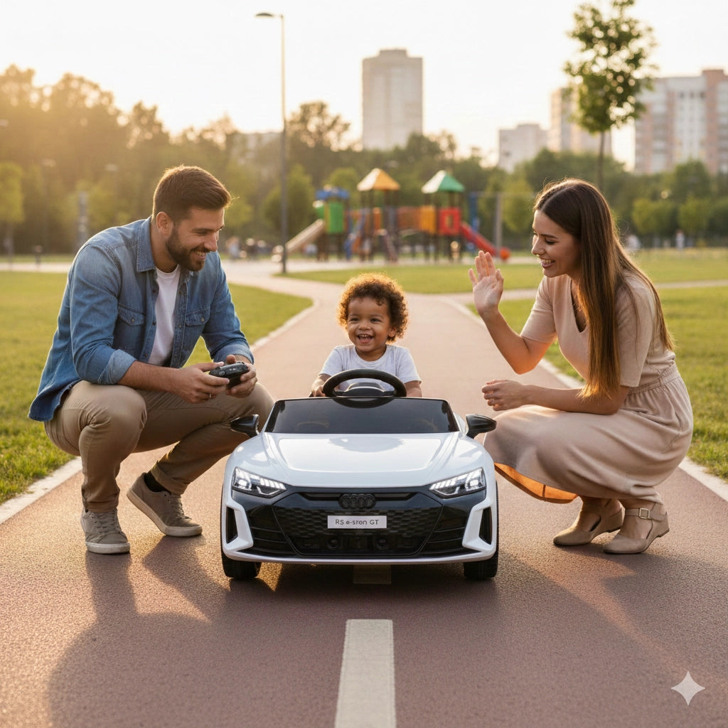 Macchina Elettrica per Bambini 12V Licenza Ufficiale Audi RS E-Tron GT con Telecomando Bianco