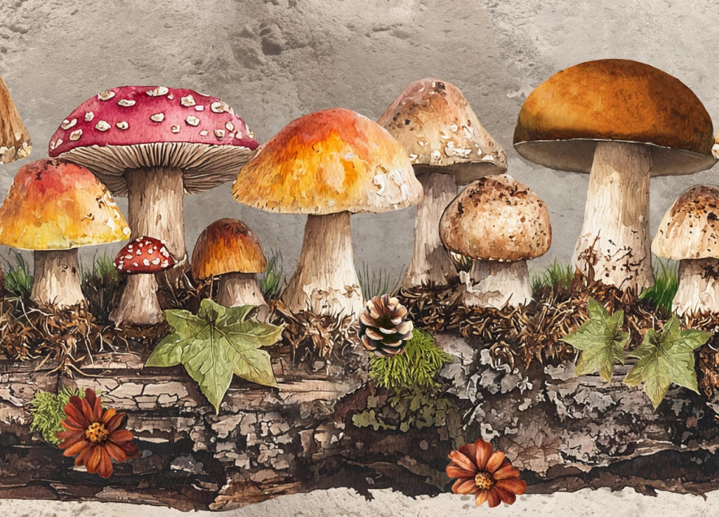 Tappeto Passatoia Cucina Antiscivolo Con Stampa Digitale Dis. Funghi 2657 - 50x280 - Funghi