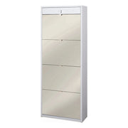 Scarpiera 4 Ante Specchio 1 Cassetto P29 Kit Bianco Fiammato cm 63x29x164h - Sarmog
