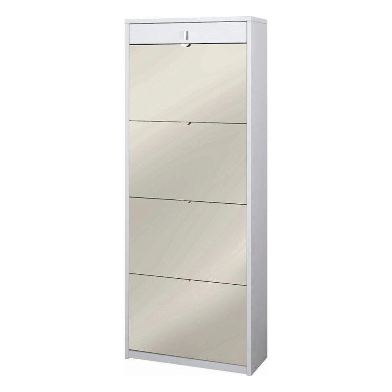 Scarpiera 4 Ante Specchio 1 Cassetto P29 Kit Bianco Fiammato cm 63x29x164h - Sarmog