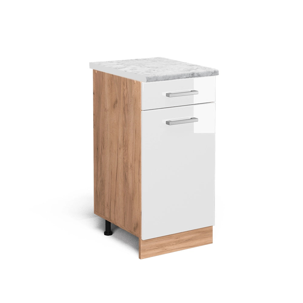 Vicco Mobiletto base per cucina Bianco lucido 40 cm PL Marmo