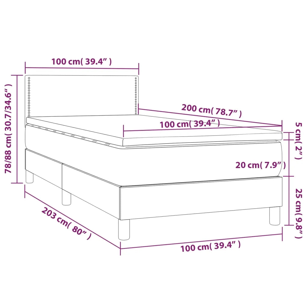 Giroletto a Molle con Materasso-Struttura Letto Grigio Scuro 100x200 cm Velluto 392759