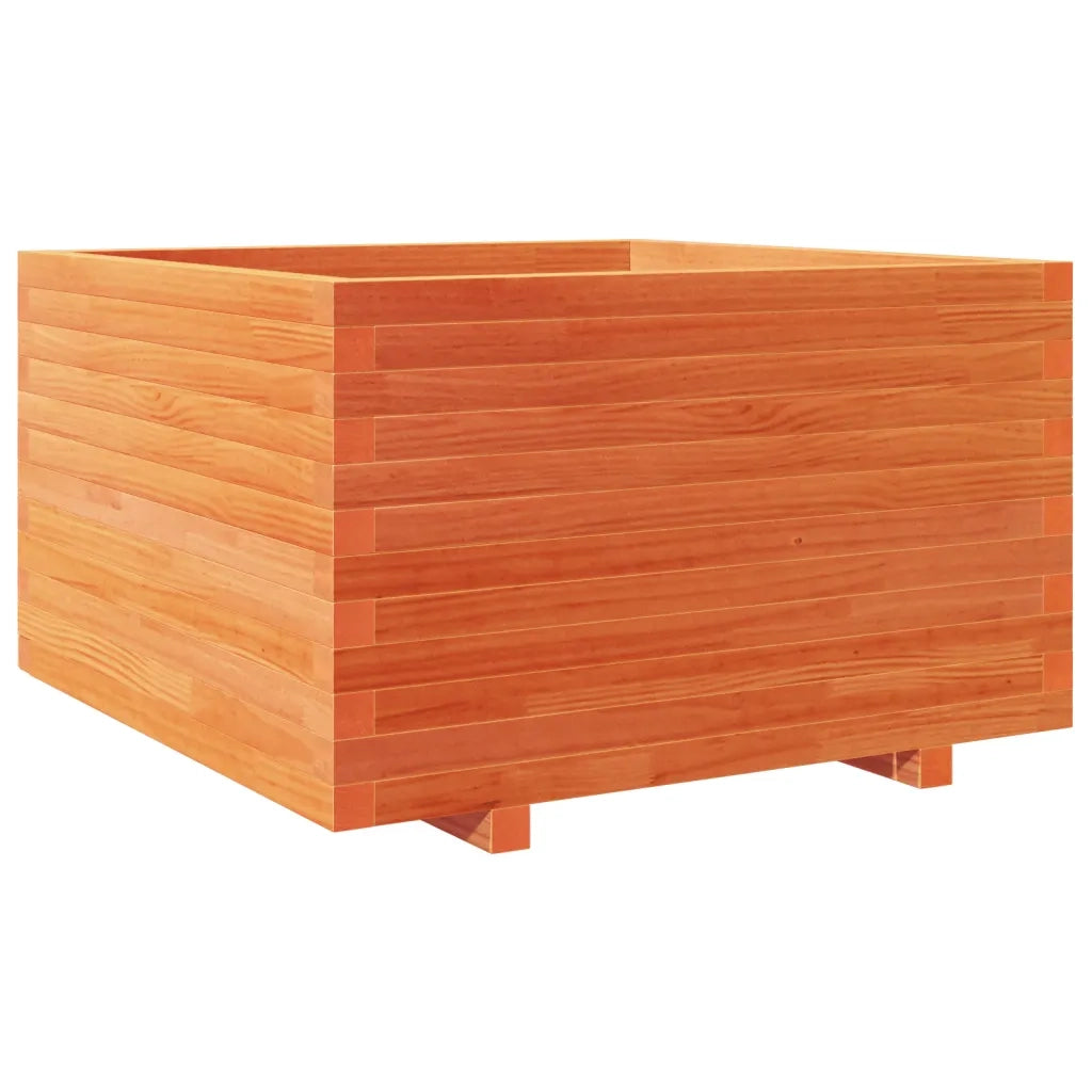 Fioriera | Cassetta per fiori | Vaso Giardino Marrone Cera 80x80x49,5cm Legno Massello Pino