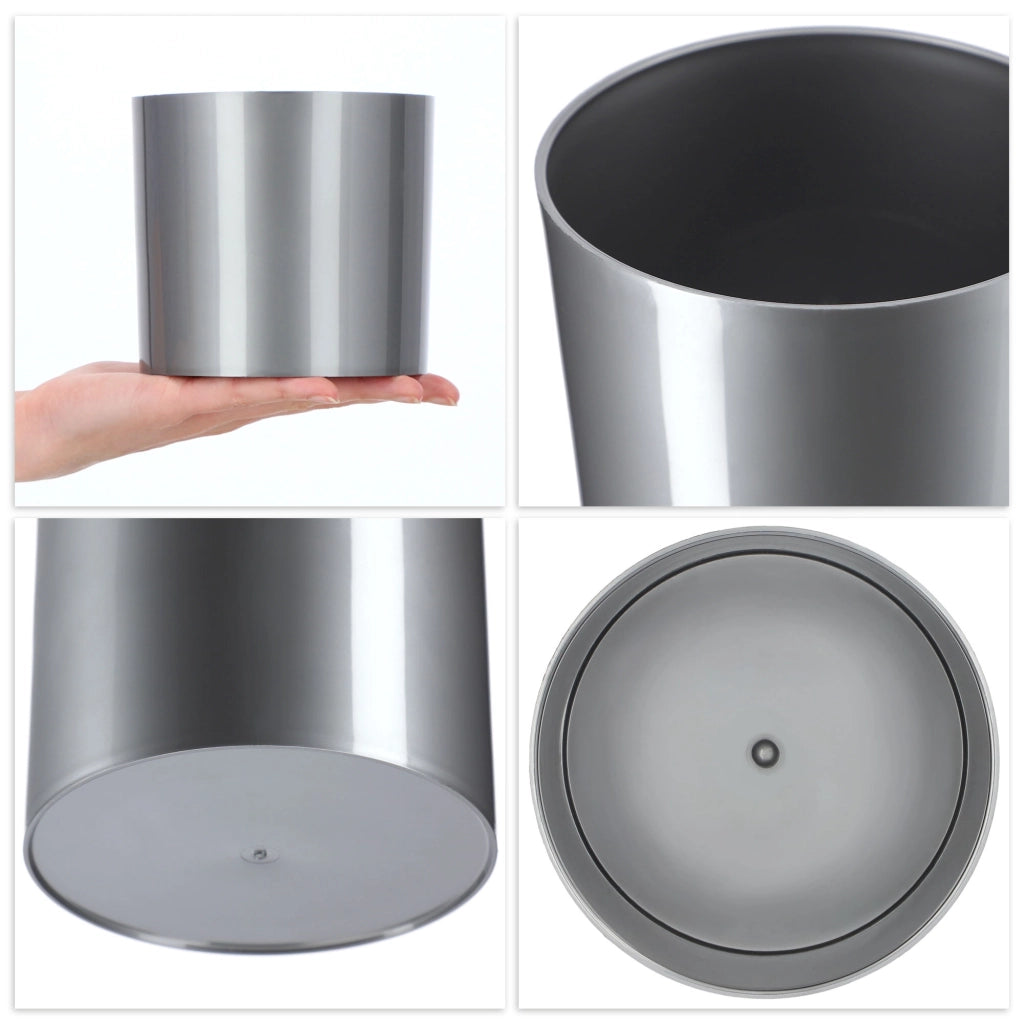 Vaso da fiori rotondo in plastica KADAX, 12,5 cm, colore argento.