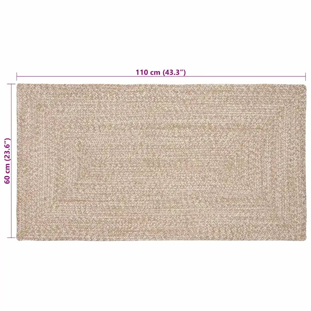 Tappeti per area Naturale e Bianco 60 x 110 cm Juta
