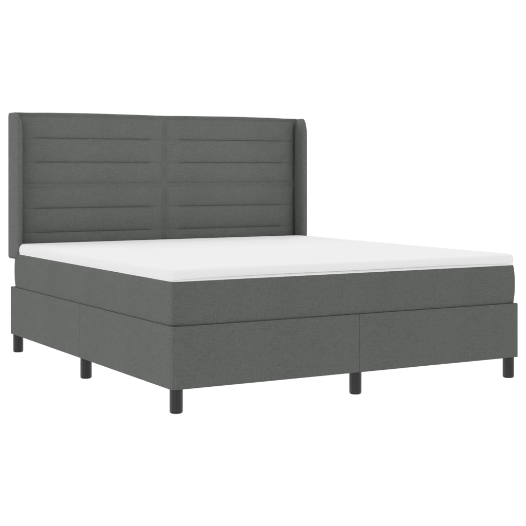 Letto Box Spring con Materasso e LED Grigio Scuro 180x200 cm Tessuto