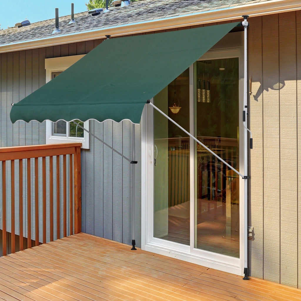 Toldo Manuale Retrattile per Balcone e Terrazzo ¨C zephmum ¨C Verde 200x150x170-280 cm
