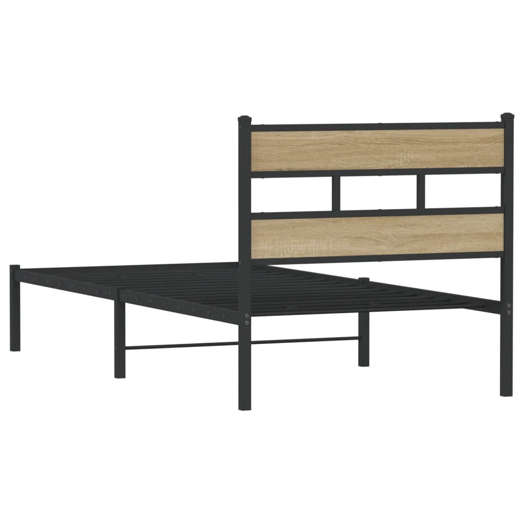 vidaXL Giroletto senza Materaso in Metallo Rovere Sonoma 100x200 cm