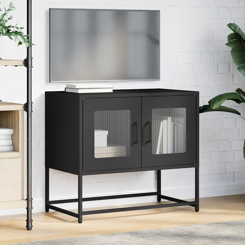 vidaXL Mobile TV Nero 68x39x60,5 cm in Acciaio Laminato a Freddo