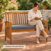 Garden Bench With Cushions, 119 Cm, Solid Acacia Wood
