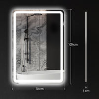 Specchio Bagno da Parete 70x100 cm con Interruttore Touch e Luce LED in Vetro Temperato Argento