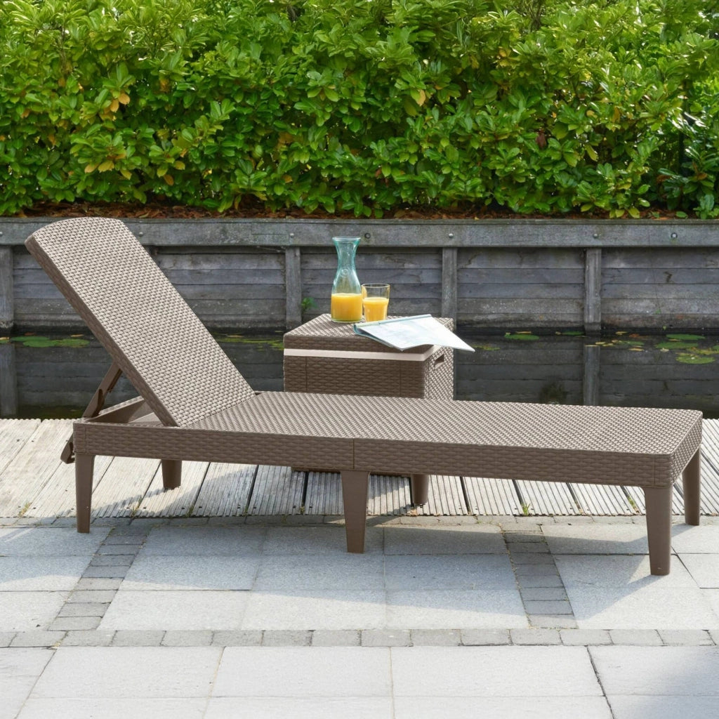 Lettino prendisole Glace, Sdraio da giardino, Letto pieghevole outdoor, Sedia reclinabile, 188x58 h29 cm, Tortora