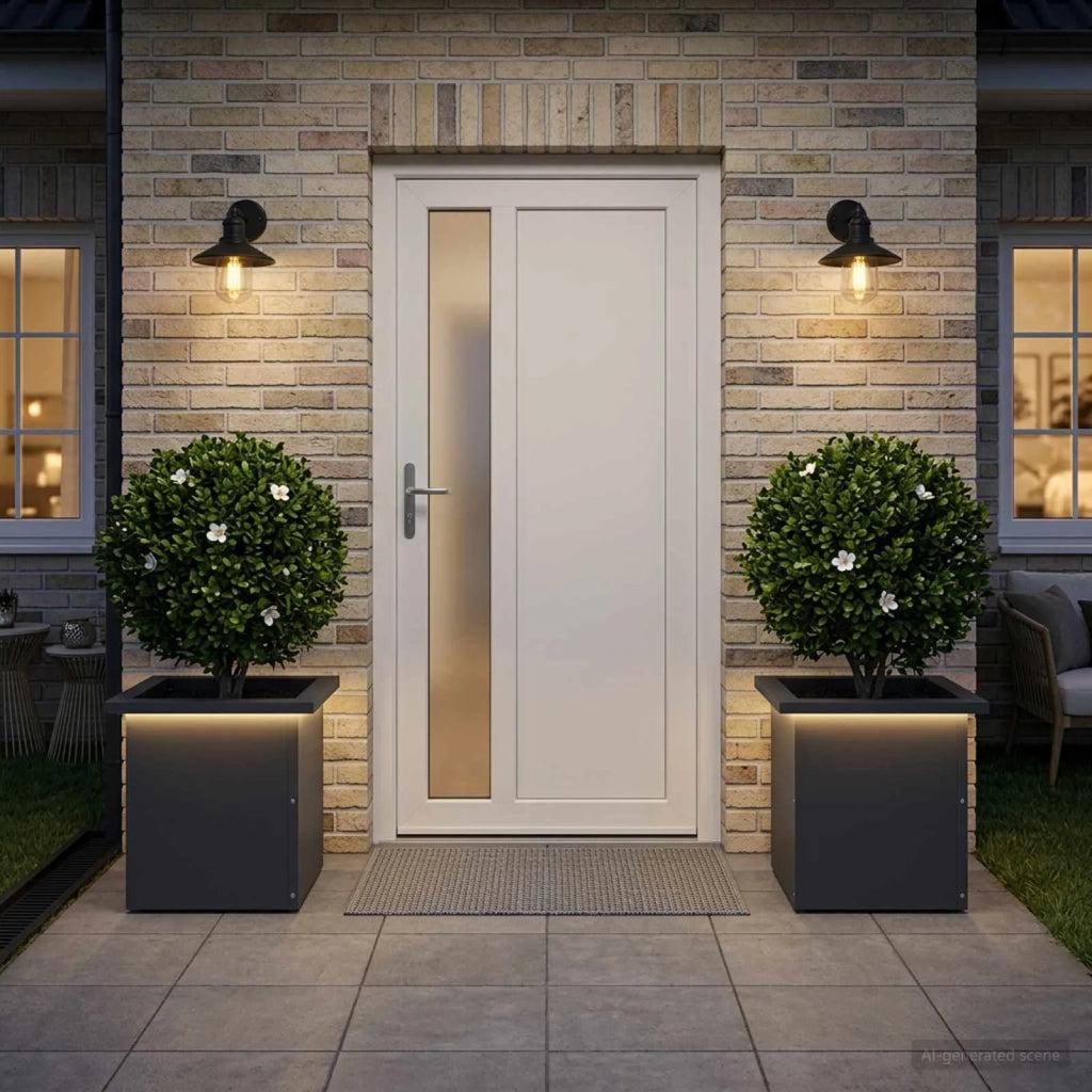 Fioriera da giardino con LED 2 pz Antracite 30 x 30 x 30 cm 8008061