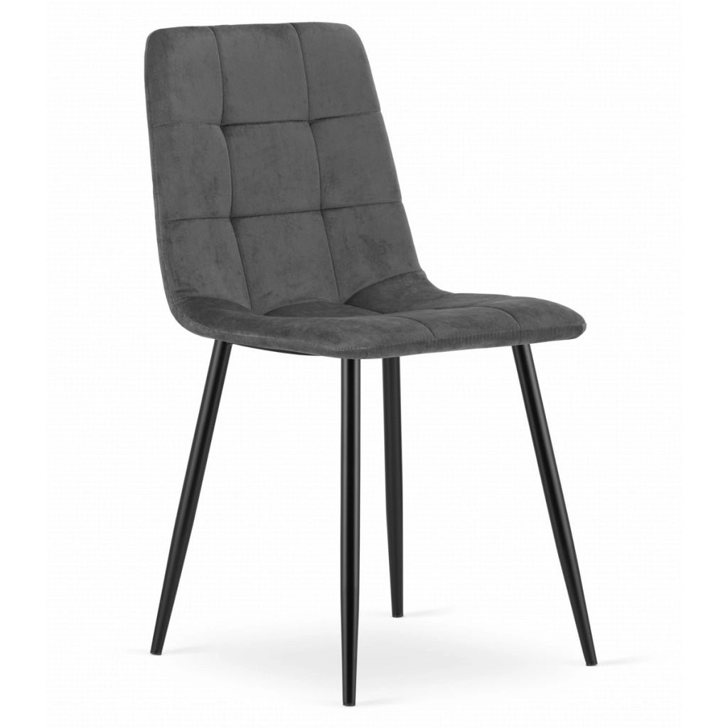 Sedia Kara in velluto grigio scuro con gambe in metallo