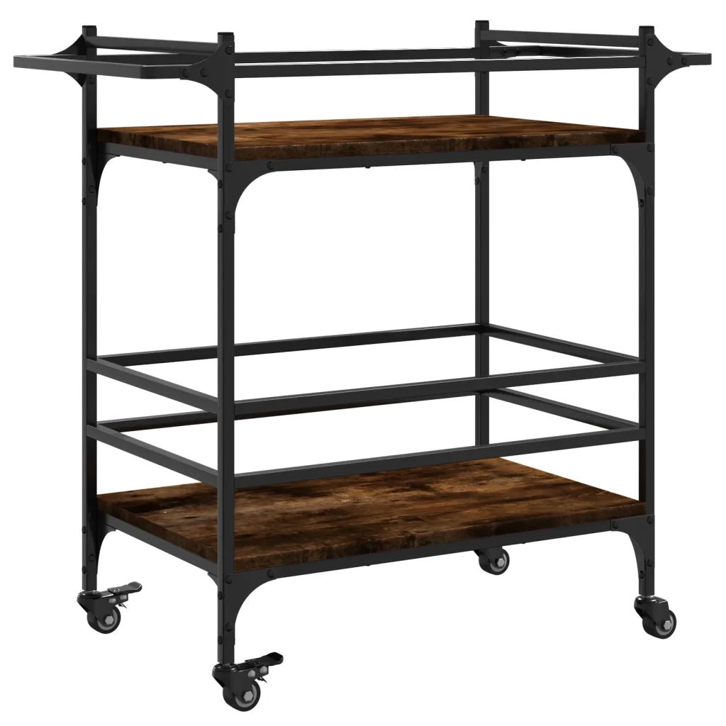Carrello da Cucina-Scaffale per Cucina Rovere Fumo 82x40x78,5 cm Legno Multistrato
