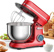 Macchina da Cucina - Mixografo con Contenitore per Mescolare - 1200W - 11 Posizioni - Con Motore, Cassetta, Spatola, Forbici per Burro e Coperchio - 5L - Rosso Bordeaux