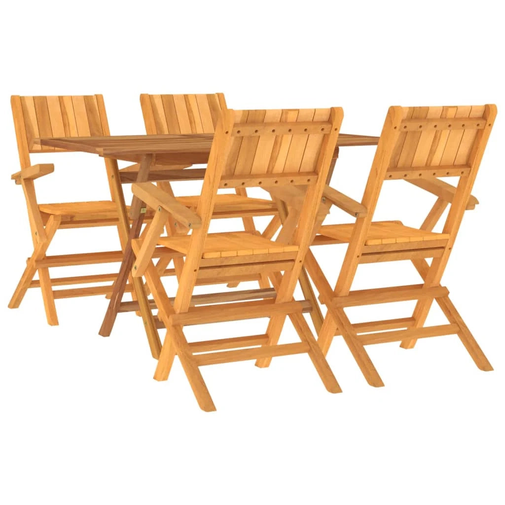 Set da pranzo da esterno/mobili da giardino in legno massello di teak da 5 pezzi 02_0014301