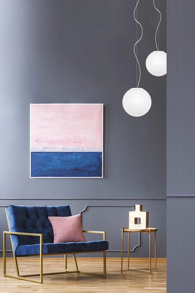 Lampada a Sospensione Emily Rossini Group - Diametro 20cm, Vetro Soffiato Satinato Bianco, Attacco E27 IP20, Design Versatile e Raffinato