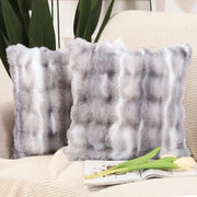 Set di 2 cuscini in piuma soffice, decorativi, in seta. Copricuscini di lusso per divano, camera da letto, bianco, grigio, 50x50 cm.
