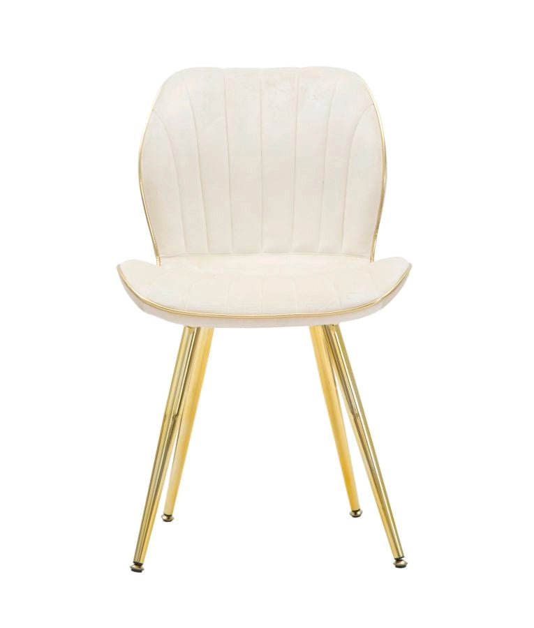 Set 2 Sedie Paris Space Crema e Oro 46x58x77 cm in Legno e Ferro