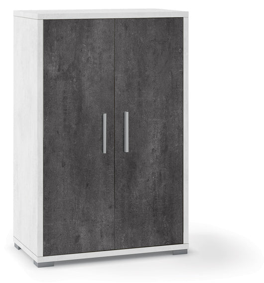 Armadietto Multiuso 2 Ante 71x110x41 cm Ossido Bianco/Ossido Nero