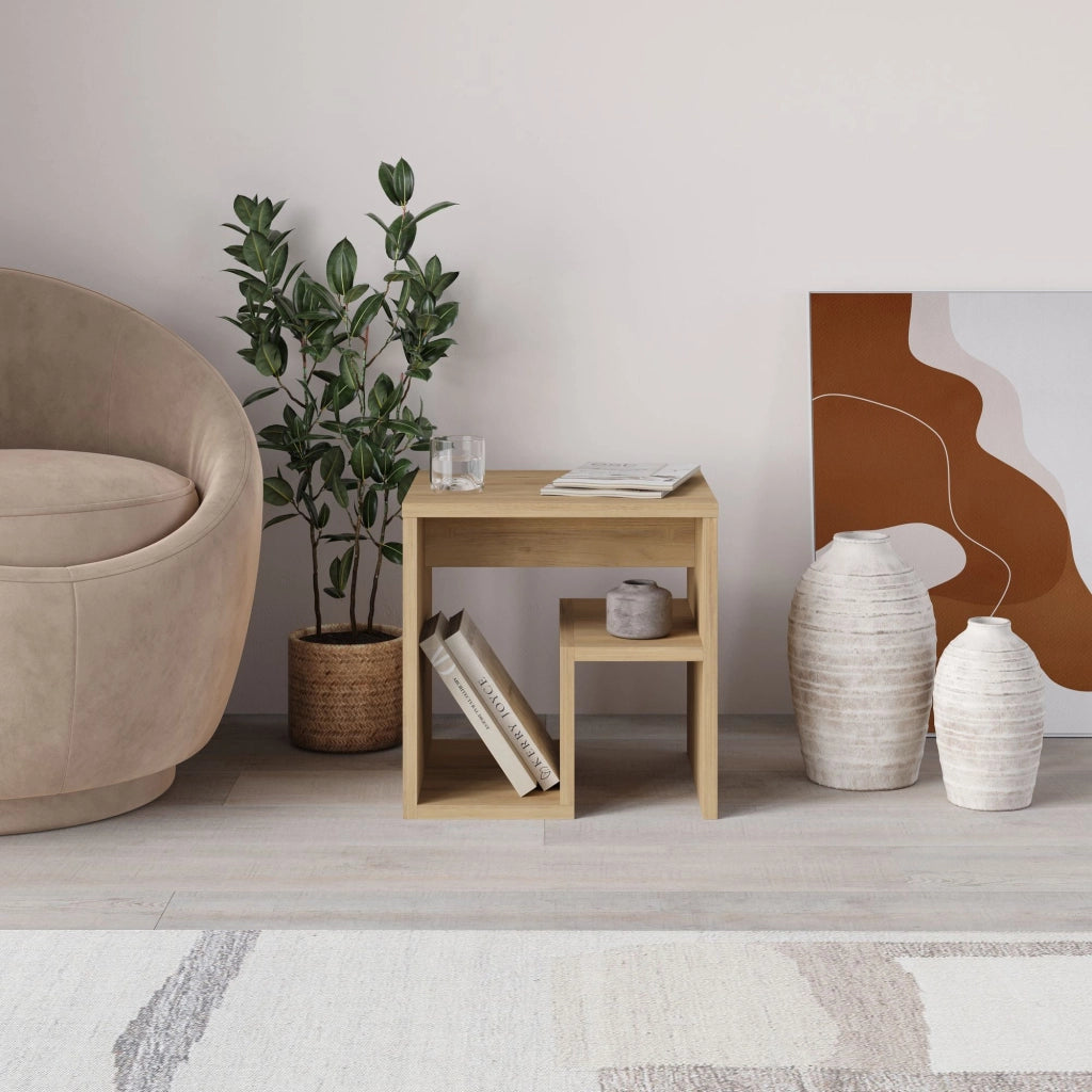 Tavolino in legno "Bon" 40 x 35 x 40 cm - Rovere zaffiro