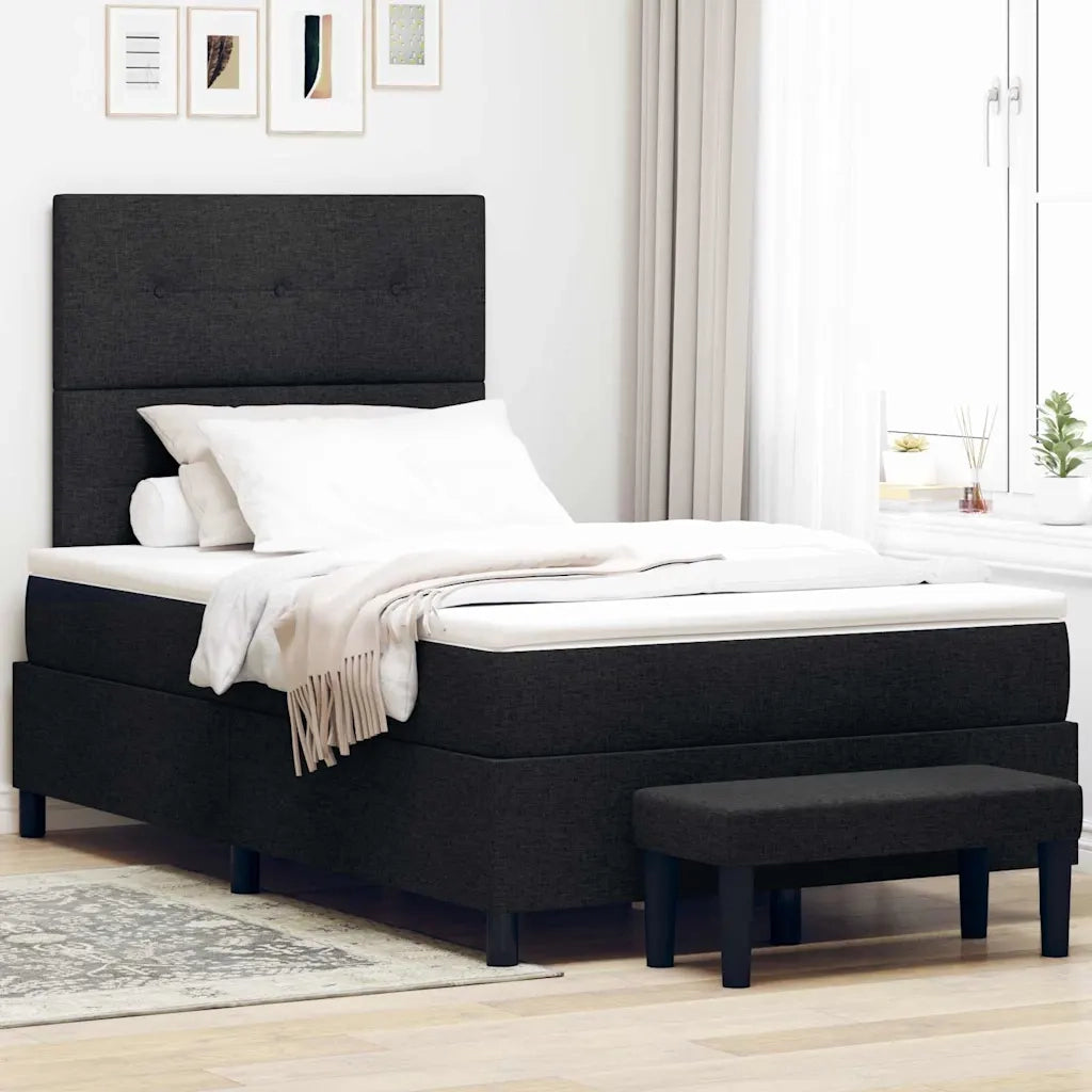Letto a molle con cuscino Nero 120 x 190 cm Tessuto 3344053