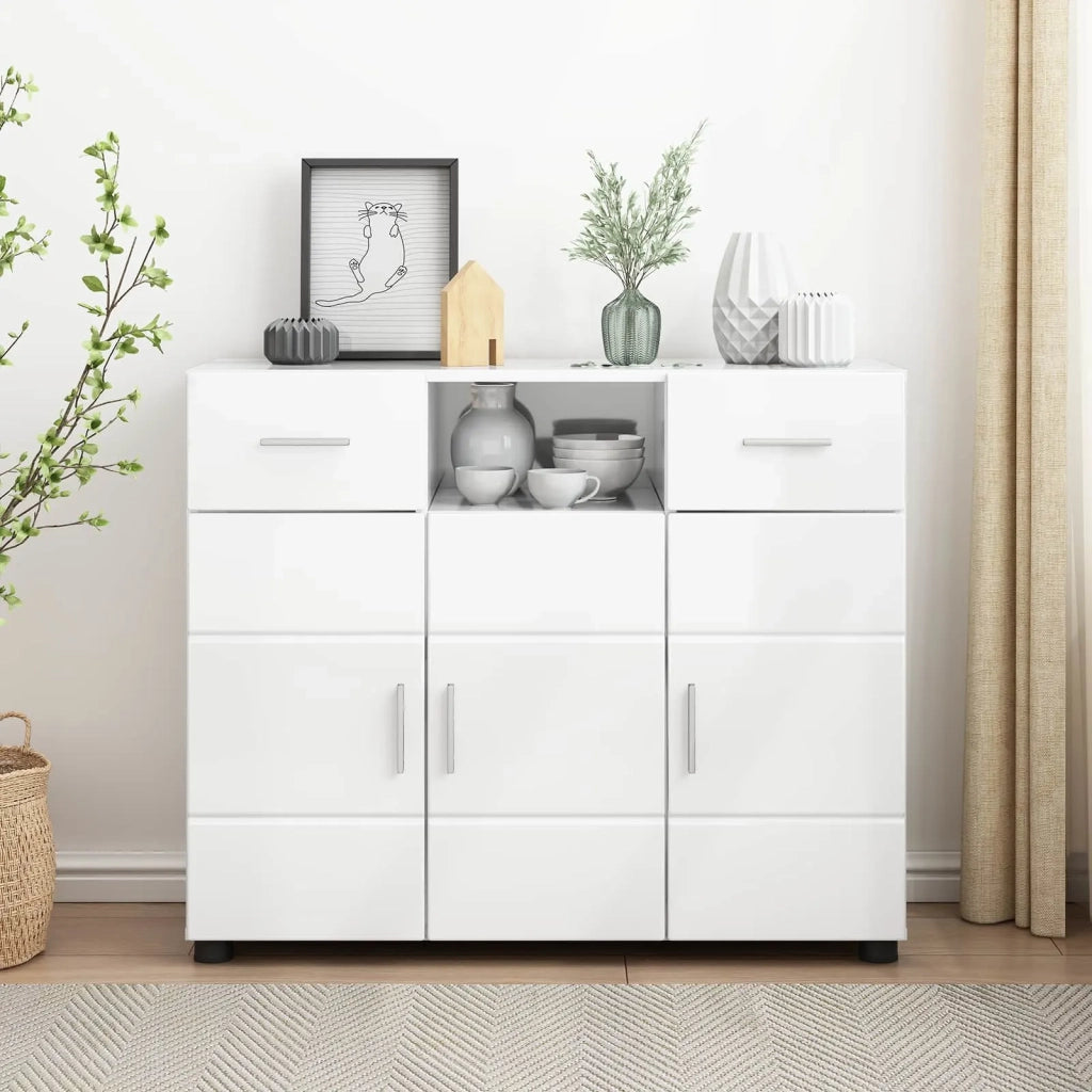 Armadio in Legno con cassetto Bianco Lucido 88,5 x 30,5 x 73 cm