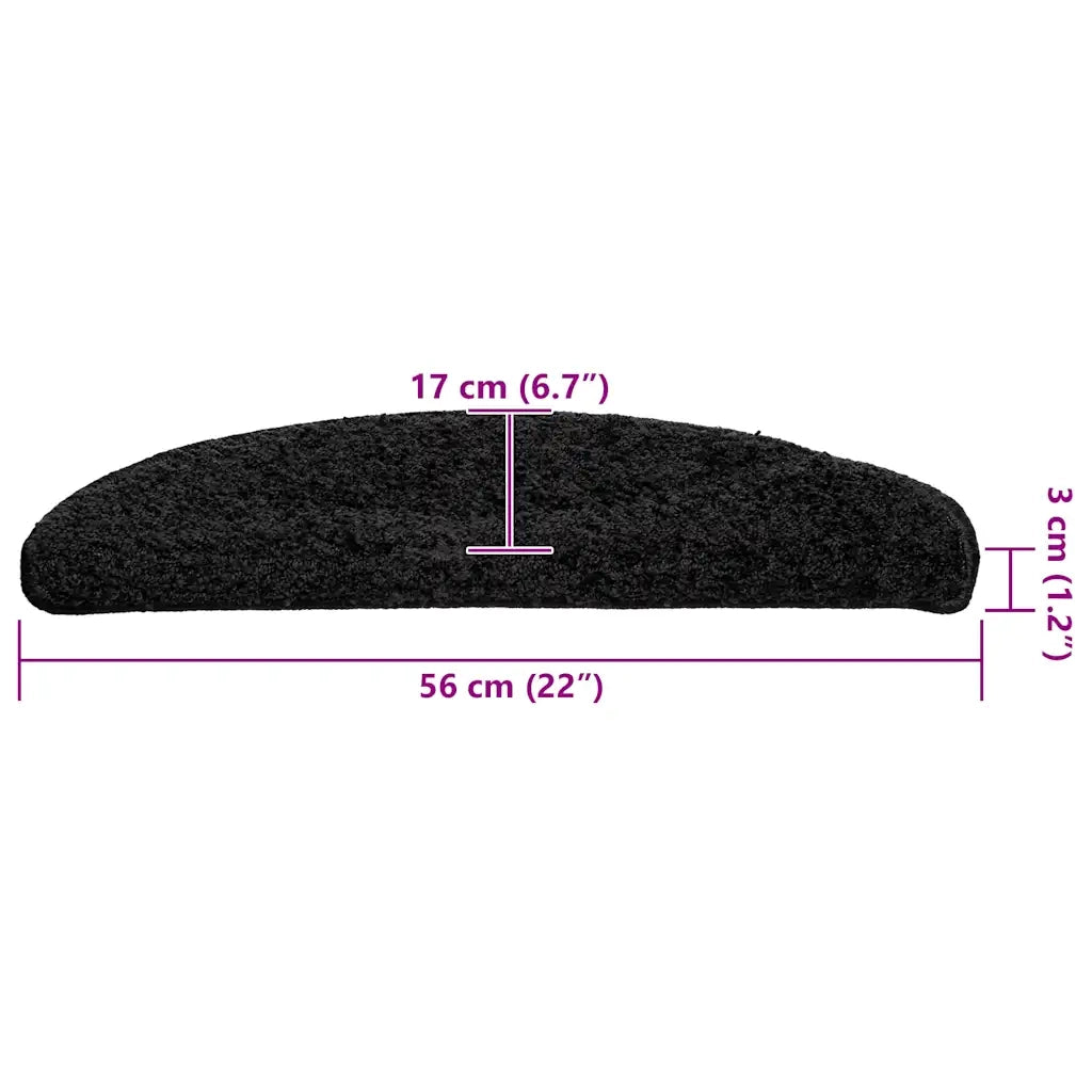 Tappetini per scale 20 pz | Gradini per Scale 56x17x3 cm Nero Semicircolari