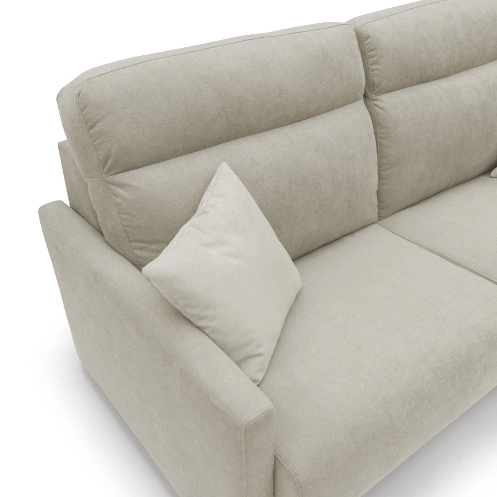 Margot Divano letto matrimoniale con schienale morbido alto in tessuto T02 196 cm (mat. 160x197) panna