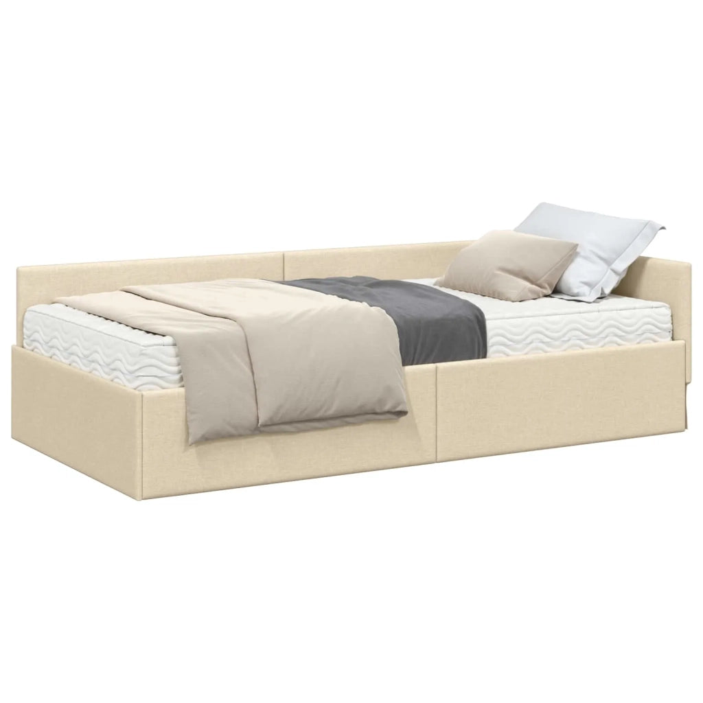 Struttura Letto Angolare con Materasso 2 pcs Crema Tessuto 3393603