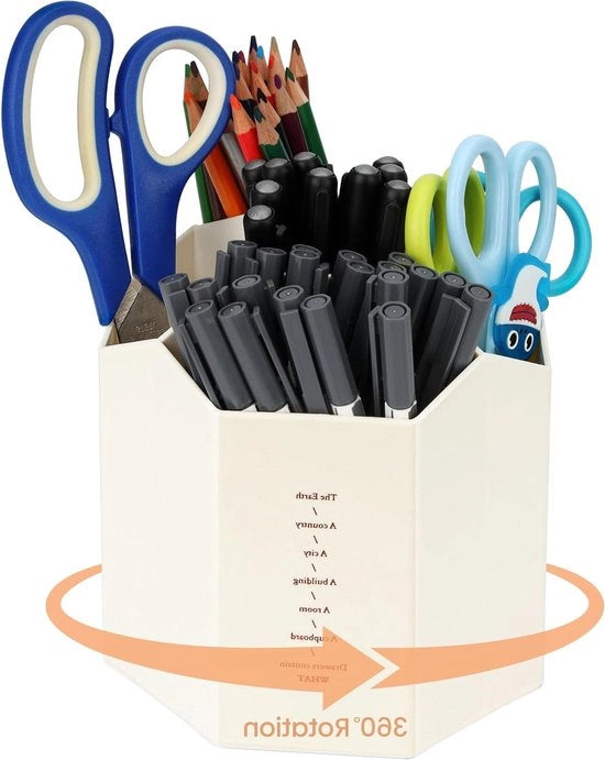 Cassetto di Archiviazione in Plastica Bianca con 5 Compartimenti per Prodotti da Trucco, Scrittura e Ufficio