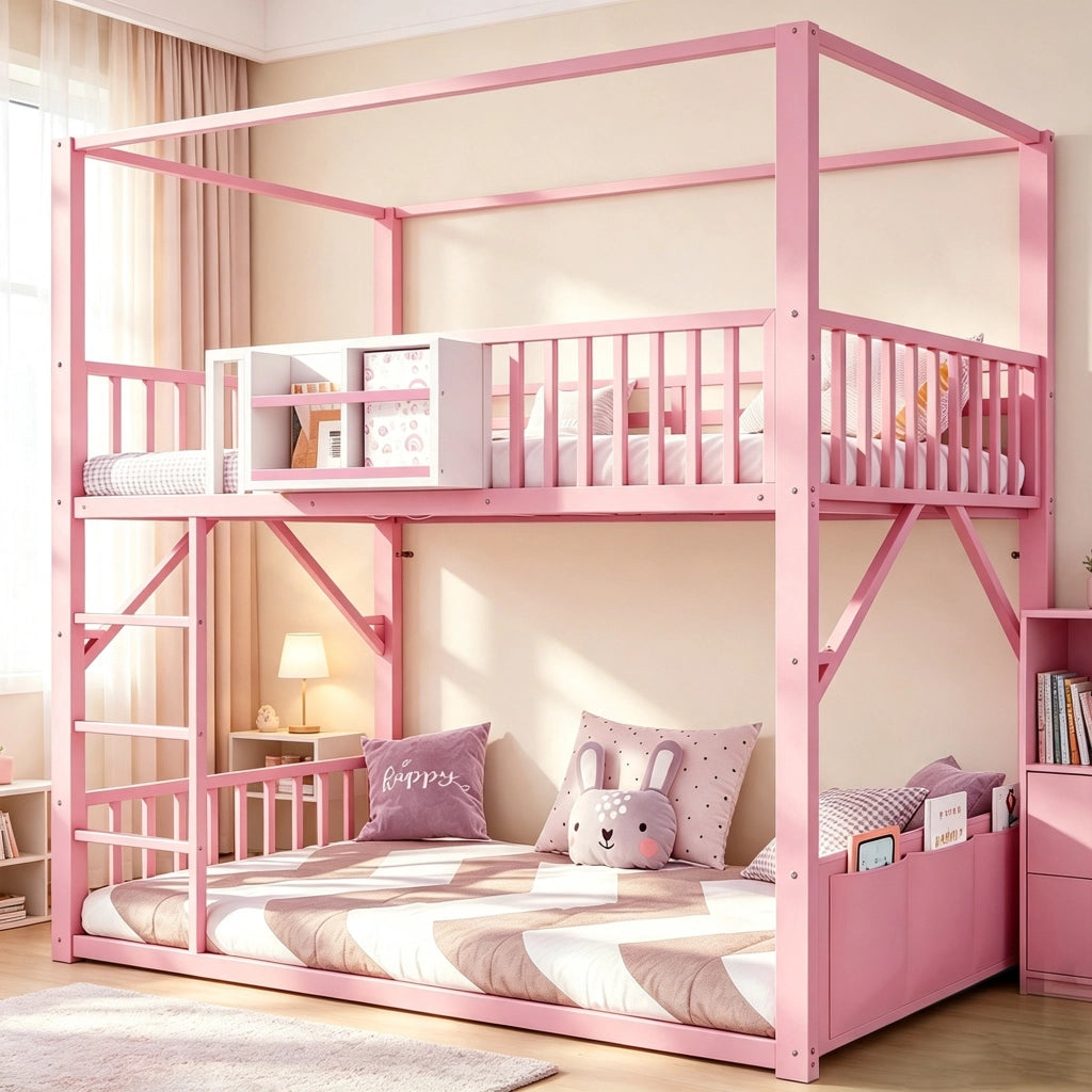letto a castello metallo rosa 96 x 204 cm