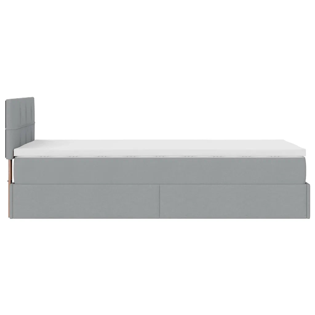 Pouf Letto con Materasso Grigio Chiaro 90x200 cm in Tessuto 3311428