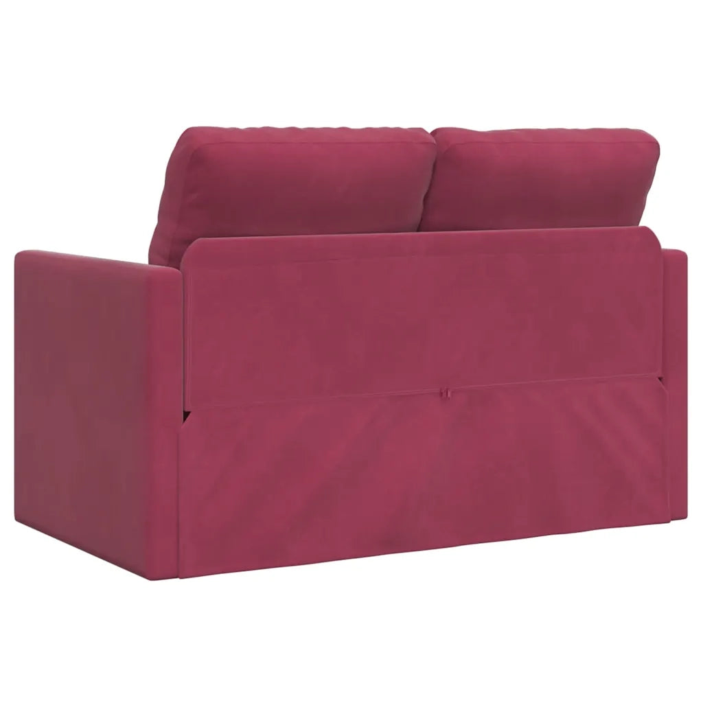 Divano Letto da Terra 2 in 1-Sofa Letto-Daybed Rosso Vino 122x204x55cm Velluto