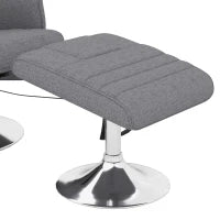 Poltrona Massaggiante e Reclinabile con Poggiapiedi, in Tessuto Effetto Lino, 78x90x93 cm, Grigio Scuro