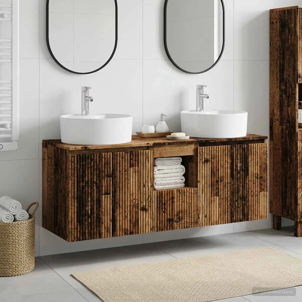 Set di Armadi da Bagno 3 pz Legno antico 49,5 x 44,5 x 65 cm 3405685