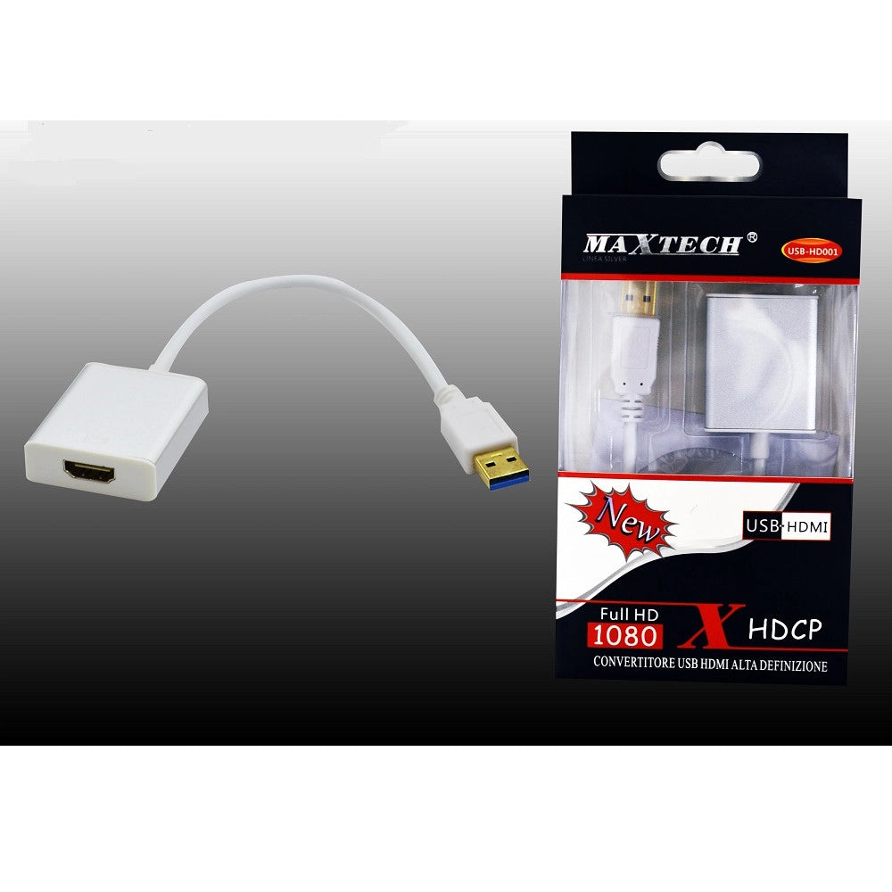 Trade Shop - Convertitore Video Da Usb A Hdmi Da Pc A Tv Monitor Adattatore Full Hd Usb-hd001 Maxtech -